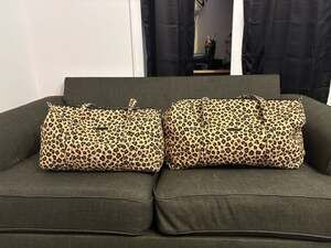 Vera Bradley Leopard Print Quilted Cotton Large Duffel Bag Set